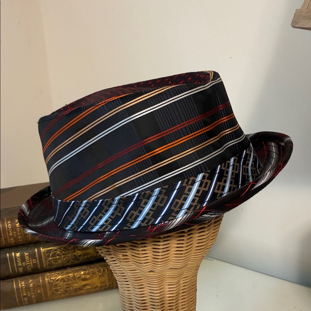 Peter Grimm Black and Orange Striped Fedora